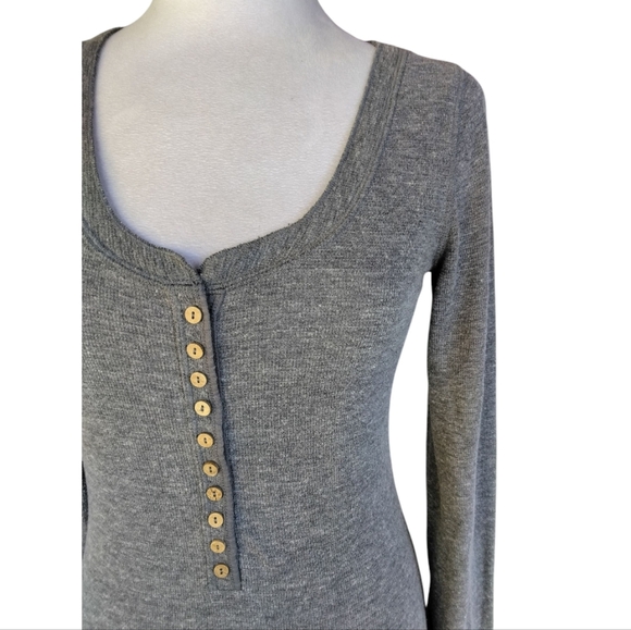 Free People Dylan Thermal Waffle Knit Henley Jumpsuit In Gray Size Medium - Picture 4 of 10